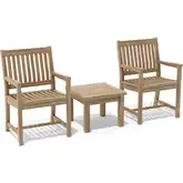 Bahama & Rialto Outdoor 3-Piece Accent Chair Set in Honey Golden Brown Teak