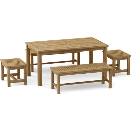 Montage & Madison Outdoor 5-Piece Dining Set in Honey Golden Teak