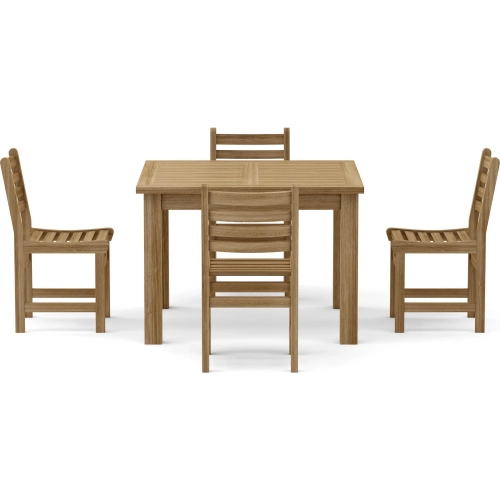 Montage & Windham Outdoor 5-Piece 42" Square Dining Set in Honey Golden Teak