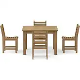 Montage & Windham Outdoor 5-Piece 42" Square Dining Set in Honey Golden Teak