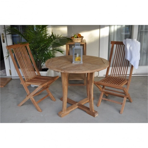 Descanso & Bristol Outdoor 3-Piece Dining Set in Honey Golden Brown Teak