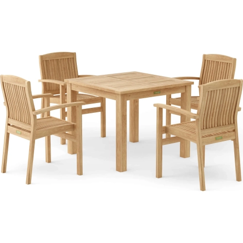 Bahama & Sahara Outdoor 5-Piece Bistro Table Set in Honey Teak
