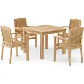 Bahama & Sahara Outdoor 5-Piece Bistro Table Set in Honey Teak