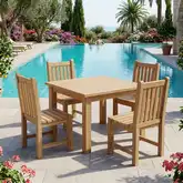 Montage & Braxton Outdoor 5-Piece Square Dining Set with Side Chairs in Honey Golden Teak