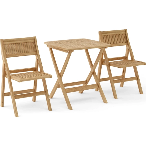 Windsor Outdoor 3-Piece Square Bistro Dining Set in Honey Golden Brown Teak