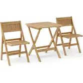 Windsor Outdoor 3-Piece Square Bistro Dining Set in Honey Golden Brown Teak