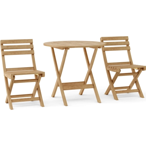Chester & Alabama Outdoor 3-Piece Bistro Dining Set in Honey Golden Brown Teak