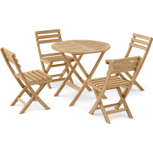 Chester & Alabama Outdoor 5-Piece Bistro Dining Set in Honey Golden Brown Teak