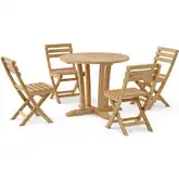 Descanso & Alabama Outdoor 5-Piece Bistro Dining Set in Honey Teak