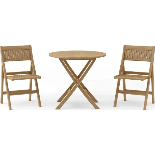 Windsor Outdoor 3-Piece Round Bistro Dining Set in Honey Golden Teak