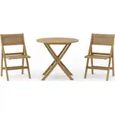 Windsor Outdoor 3-Piece Round Bistro Dining Set in Honey Golden Teak