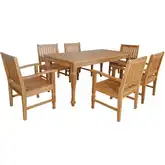 Rockford Outdoor 7-Piece Dining Set in Honey Golden Brown Teak