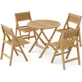 Windsor Outdoor 5-Piece Round Bistro Dining Set in Honey Golden Teak