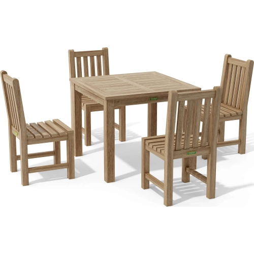 Bahama & Classic Outdoor 5-Piece 35" Square Bistro Dining Set in Honey Golden Brown Teak