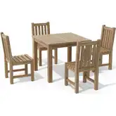 Bahama & Classic Outdoor 5-Piece 35" Square Bistro Dining Set in Honey Golden Brown Teak