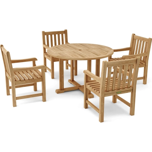 Tosca & Classic Outdoor 5-Piece Dining Set in Honey Golden Brown Teak