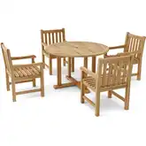 Tosca & Classic Outdoor 5-Piece Dining Set in Honey Golden Brown Teak