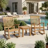 Palm Beach Outdoor 3-Piece Rocking Chair Set in Honey Golden Teak