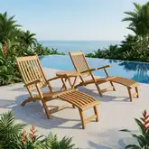 Tropicana & Montage Outdoor 3-Piece Steamer Sun Lounger Set in Teak