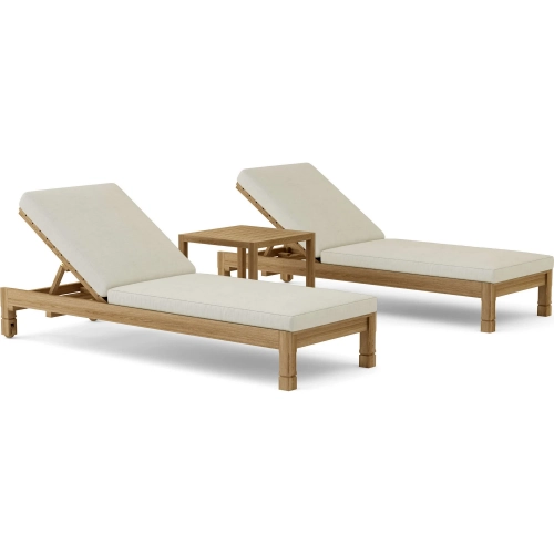 SouthBay Outdoor 3-Piece Sun Lounger Set in Honey Golden Brown Teak