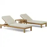 SouthBay Outdoor 3-Piece Sun Lounger Set in Honey Golden Brown Teak
