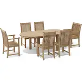 Bahama & Chicago Outdoor 7-Piece 79" Oval Extension Dining Set in Honey Golden Brown Teak
