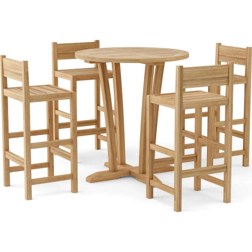 Descanso & Sedona Outdoor 5-Piece Bar Height Dining Set in Honey Teak