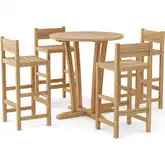 Descanso & Sedona Outdoor 5-Piece Bar Height Dining Set in Honey Teak