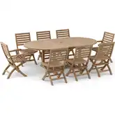 Bahama & Andrew Outdoor 9-Piece Dining Set in Honey Golden Brown Teak
