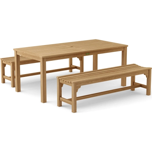 Bahama & Hampton Outdoor 3-Piece Dining Set in Honey Golden Brown Teak