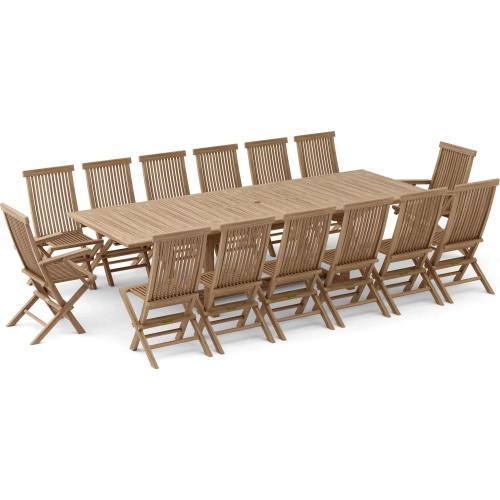 Valencia Outdoor & Classic 15-Piece Dining Set in Honey Golden Teak