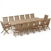 Valencia Outdoor & Classic 15-Piece Dining Set in Honey Golden Teak