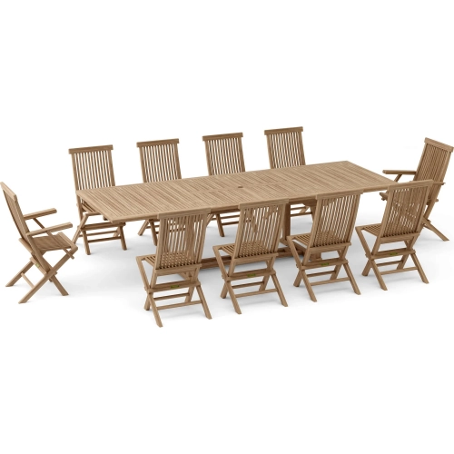 Valencia Outdoor & Classic 11-Piece Dining Set in Honey Golden Teak