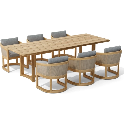 Catania Outdoor 7-Piece Dining Set in Teak, Synthetic Rattan & Cushion