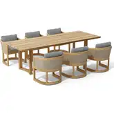 Catania Outdoor 7-Piece Dining Set in Teak, Synthetic Rattan & Cushion