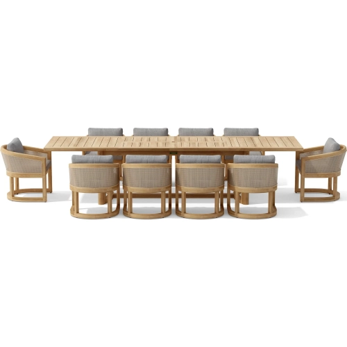 Catania Outdoor 11-Piece Dining Set in Teak, Synthetic Rattan & Cushion