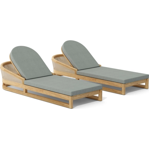 Catania Outdoor 2-Piece Sun Lounger Set in Honey Teak & Synthetic Rattan