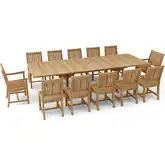 Valencia Outdoor & Rialto 13-Piece Dining Set in Honey Golden Teak