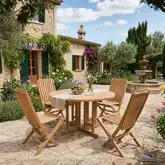 Butterfly & Comfort 5-Piece Dining Set in Honey Golden Brown Teak