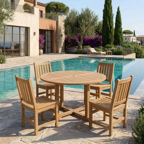 Tosca & Sonoma Outdoor 5-Piece Dining Set in Honey Golden Brown Teak