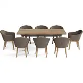 Alura Padua Outdoor 9-Piece Dining Set in Teak, Gray Aluminum & Poly Wicker