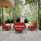Brianna Outdoor 5-Piece Deep Seating Sofa Set in Teak & Cushion