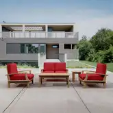 Brianna Outdoor 5-Piece Deep Seating Loveseat Set in Teak & Cushion
