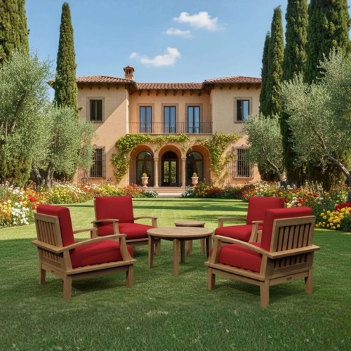 Brianna Outdoor 6-Piece Deep Seating Armchair Set in Teak & Cushion