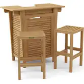 Montego Outdoor 3-Piece Bar Set in Honey Golden Brown Teak