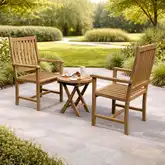 Bahama & Wilshire Outdoor 3-Piece Accent Chair Set in Honey Golden Brown Teak