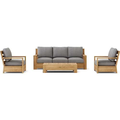 Madera Outdoor 4-Piece Deep Seating Sofa Set in Honey Teak & Cushion