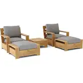 Madera Outdoor 5-Piece Deep Seating Armchair Set in Honey Teak & Cushion