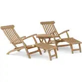 Royal Steamer Outdoor 3-Piece Sun Lounger Set in Honey Golden Teak