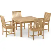 Windsor & Wilshire Outdoor 5-Piece Dining Set in Honey Golden Teak